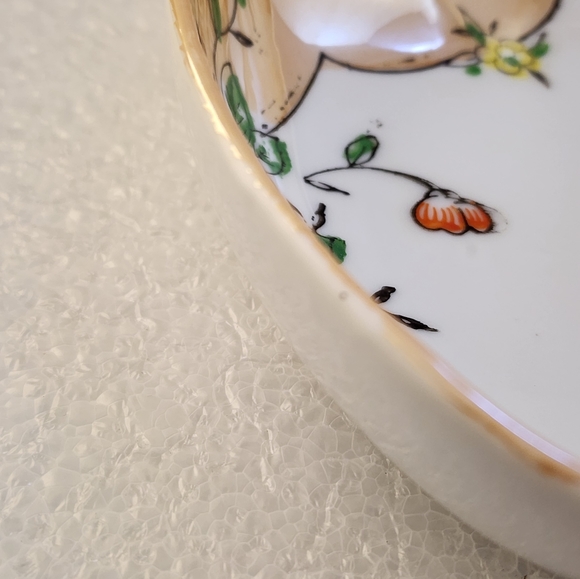 Vtg Peach Lusterware Hand Painted Floral Bowl - Picture 8 of 16